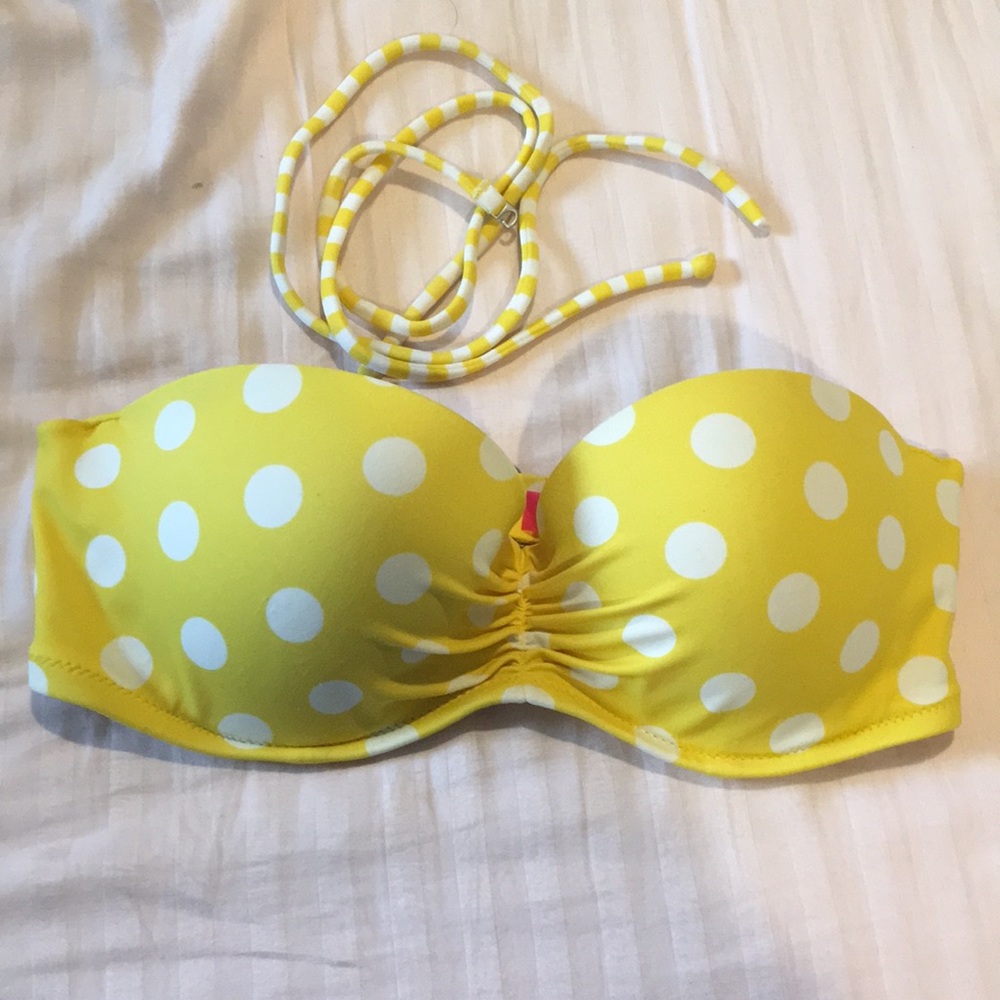 VS Yellow Polka Dot Flirt Bandeau Swim Top 32D